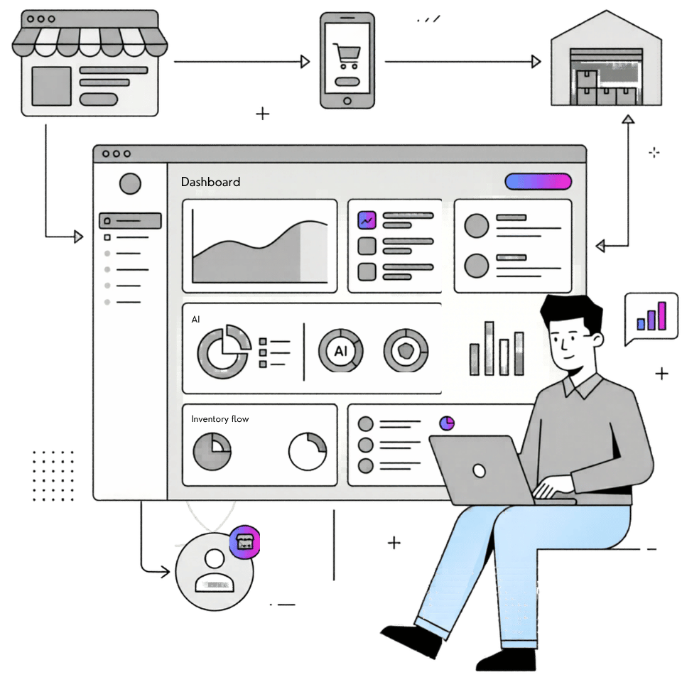Minimal AI retail dashboard with enterprise commerce insights