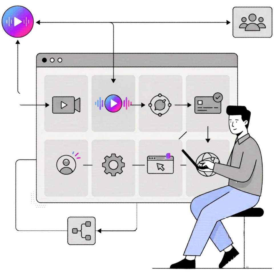 Minimal media operations dashboard with connected digital workflows