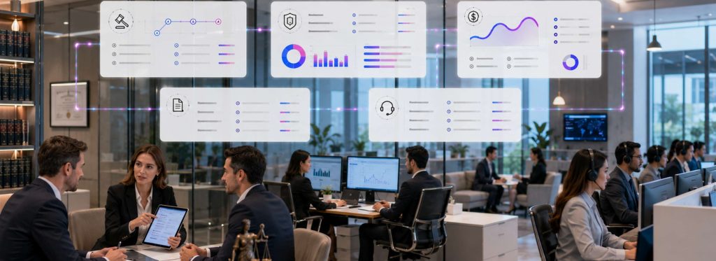 Connected legal, accounting, and BPO enterprise operations scene